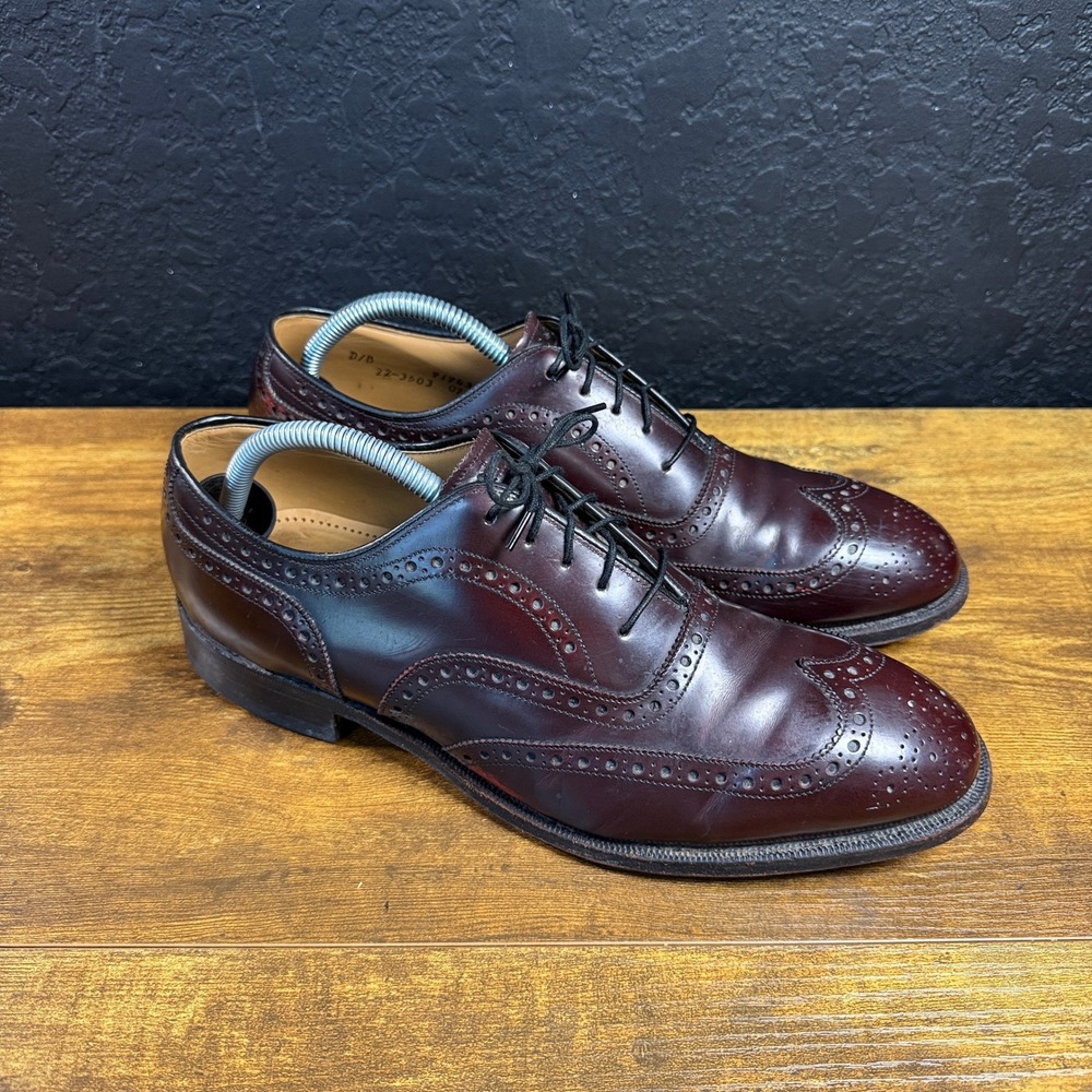 Johnston & Murphy Aristocraft 22-3503 Burgundy Leather Wingtip Oxford Mens 9 D/B